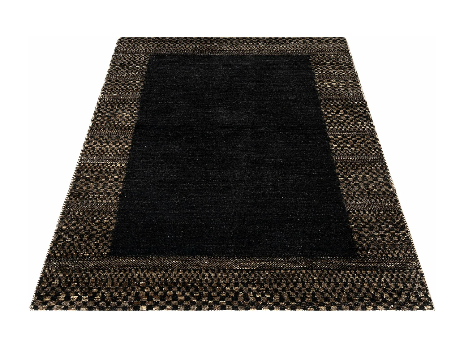 Wollteppich 93x149 Schwarz Juma