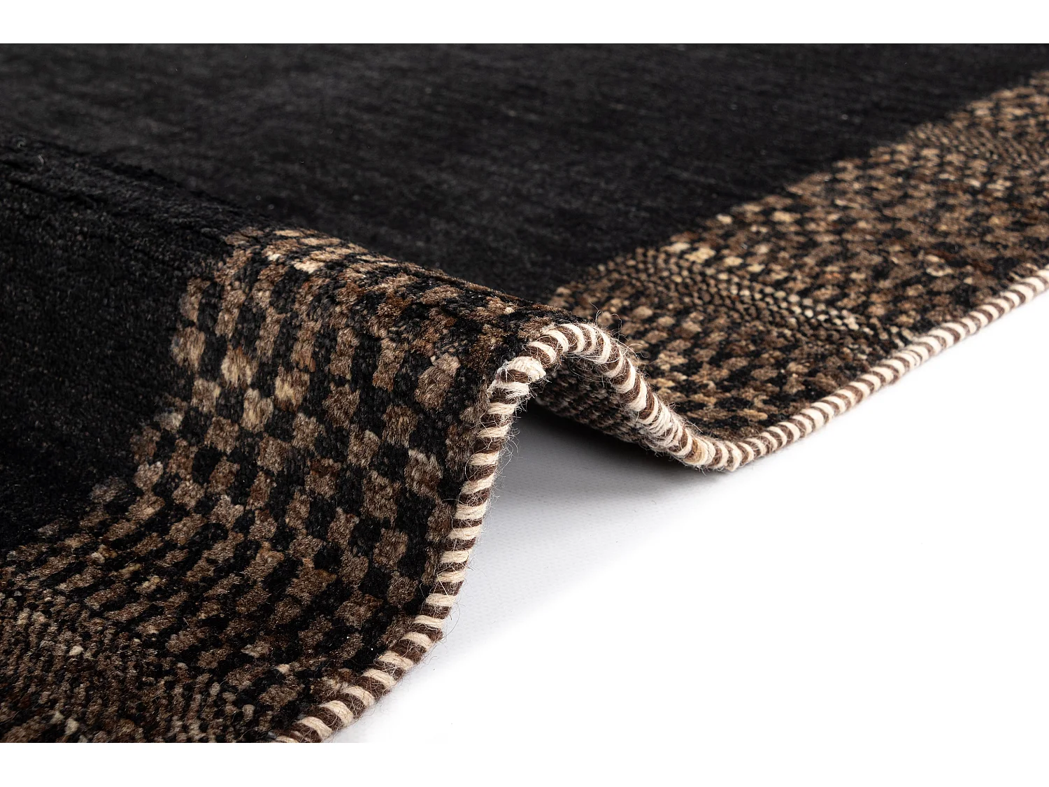 Wollteppich 93x149 Schwarz Juma