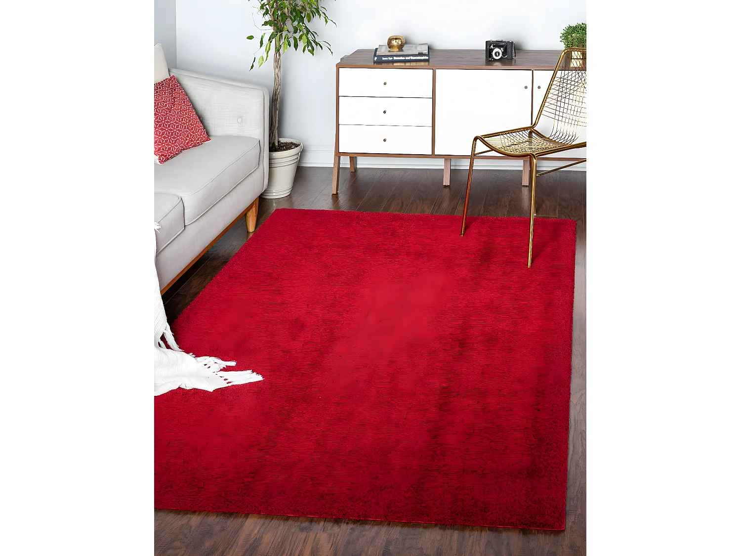 Tapis shaggy 160x245 rouge Luzern