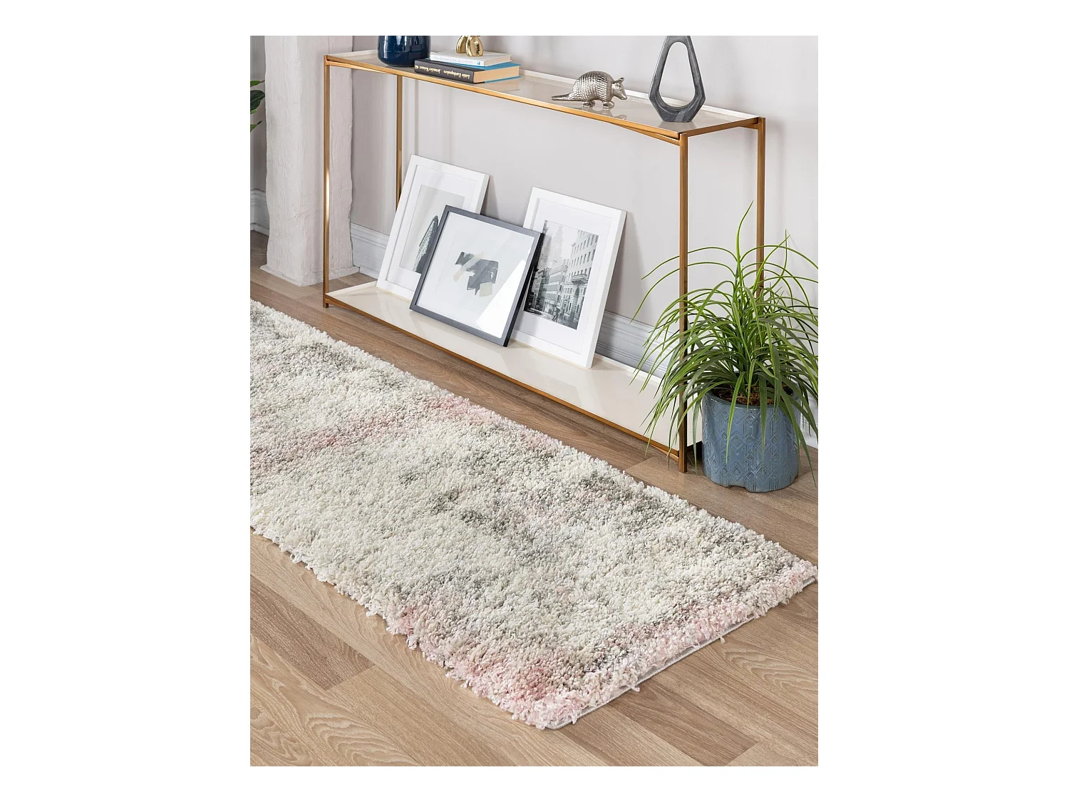 Hoogpolig tapijt 120x62 Beige - Roze Lachen Haze