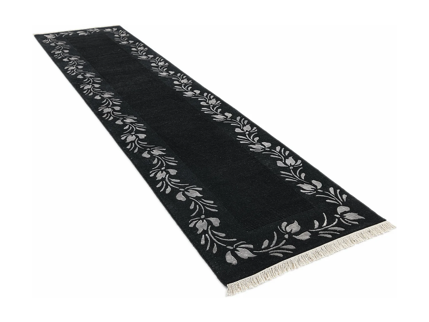 Läufer-Wollteppich 89x401 Schwarz Darya