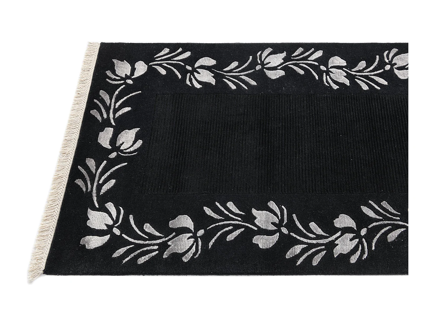 Läufer-Wollteppich 89x401 Schwarz Darya