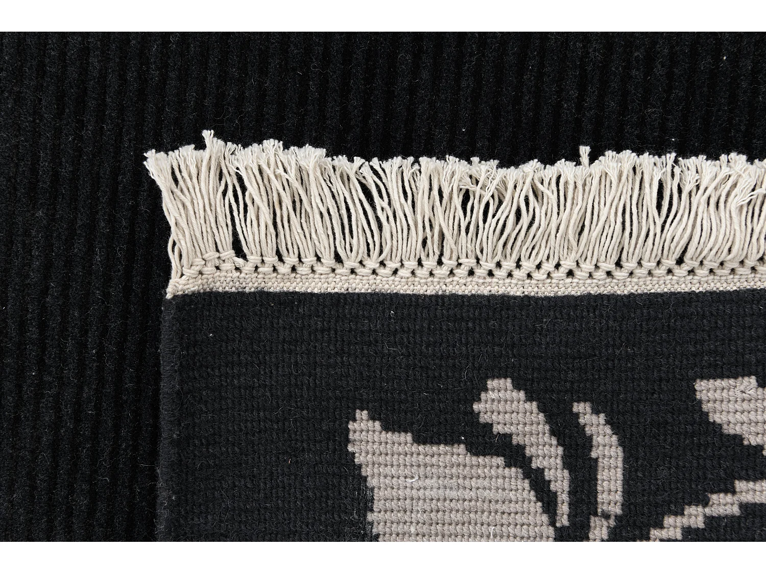 Tapis de couloir en laine 89x401 noir Darya