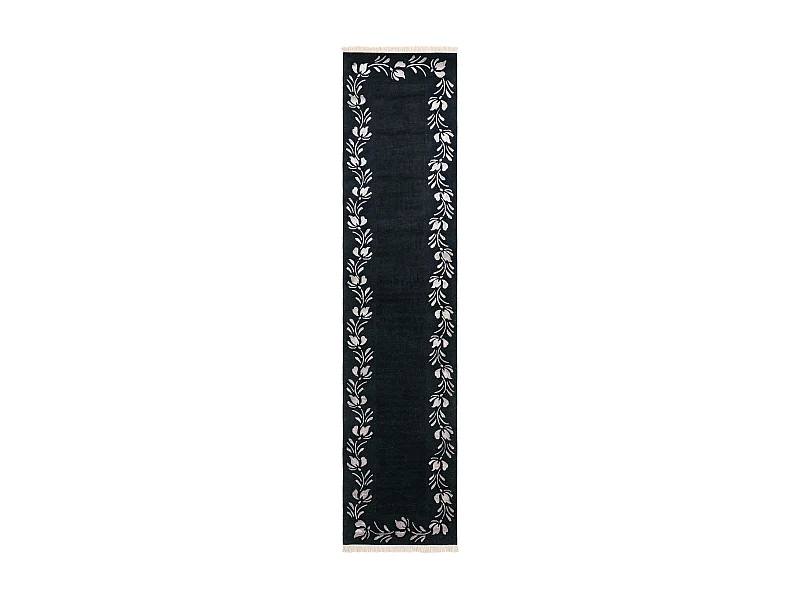 Tapis de couloir en laine 89x401 noir Darya