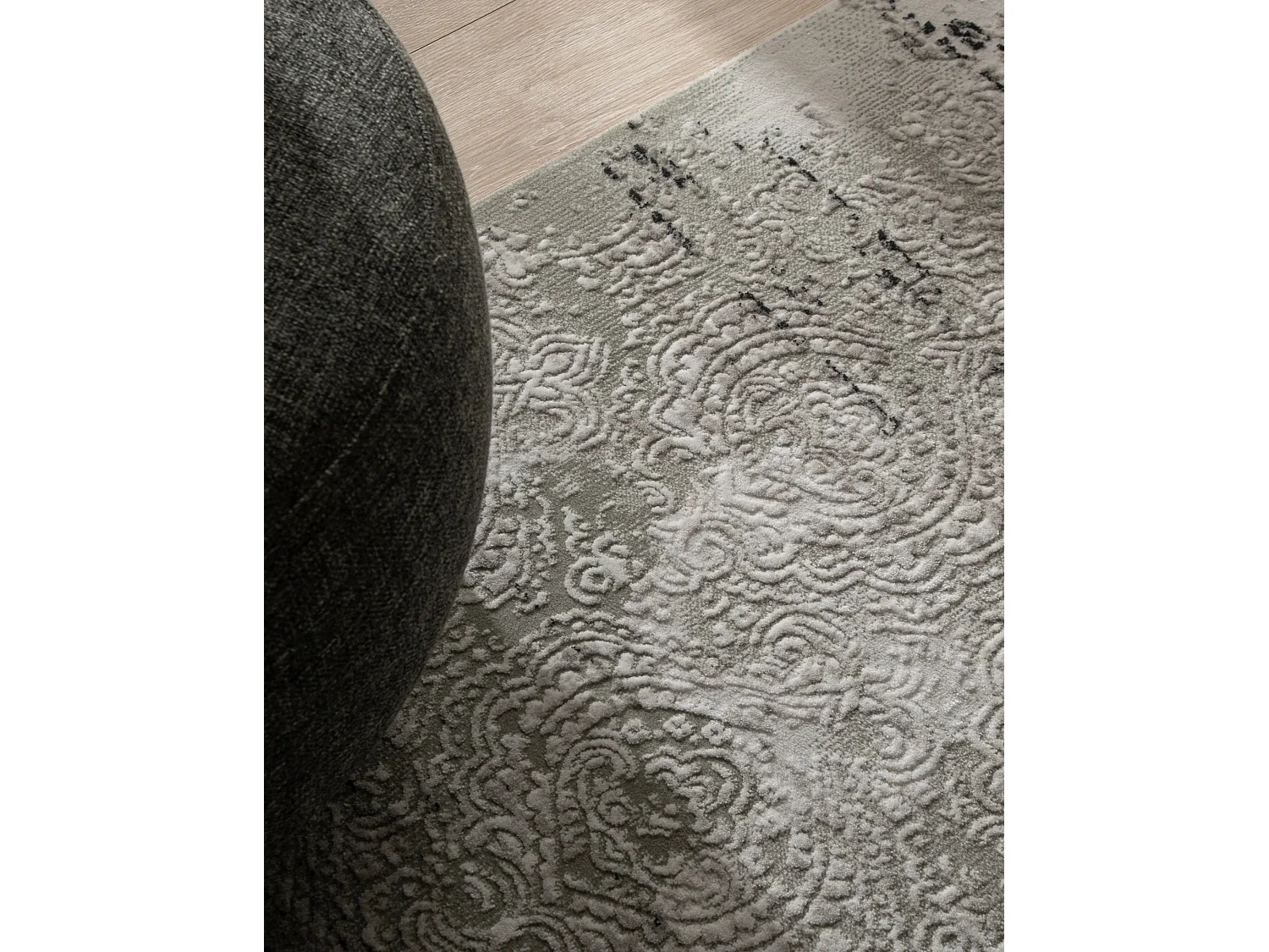 Teppich 240x240 Grau Schwarz Davos Charme