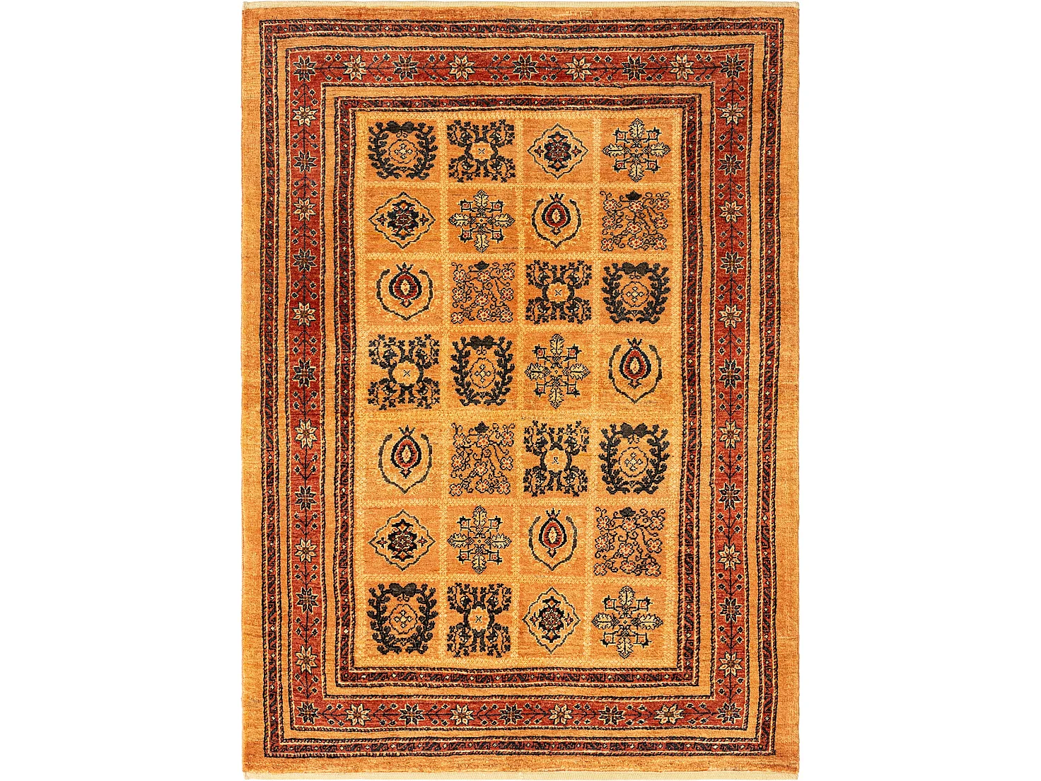 Tapis de laine 108x150 orange Kashkuli