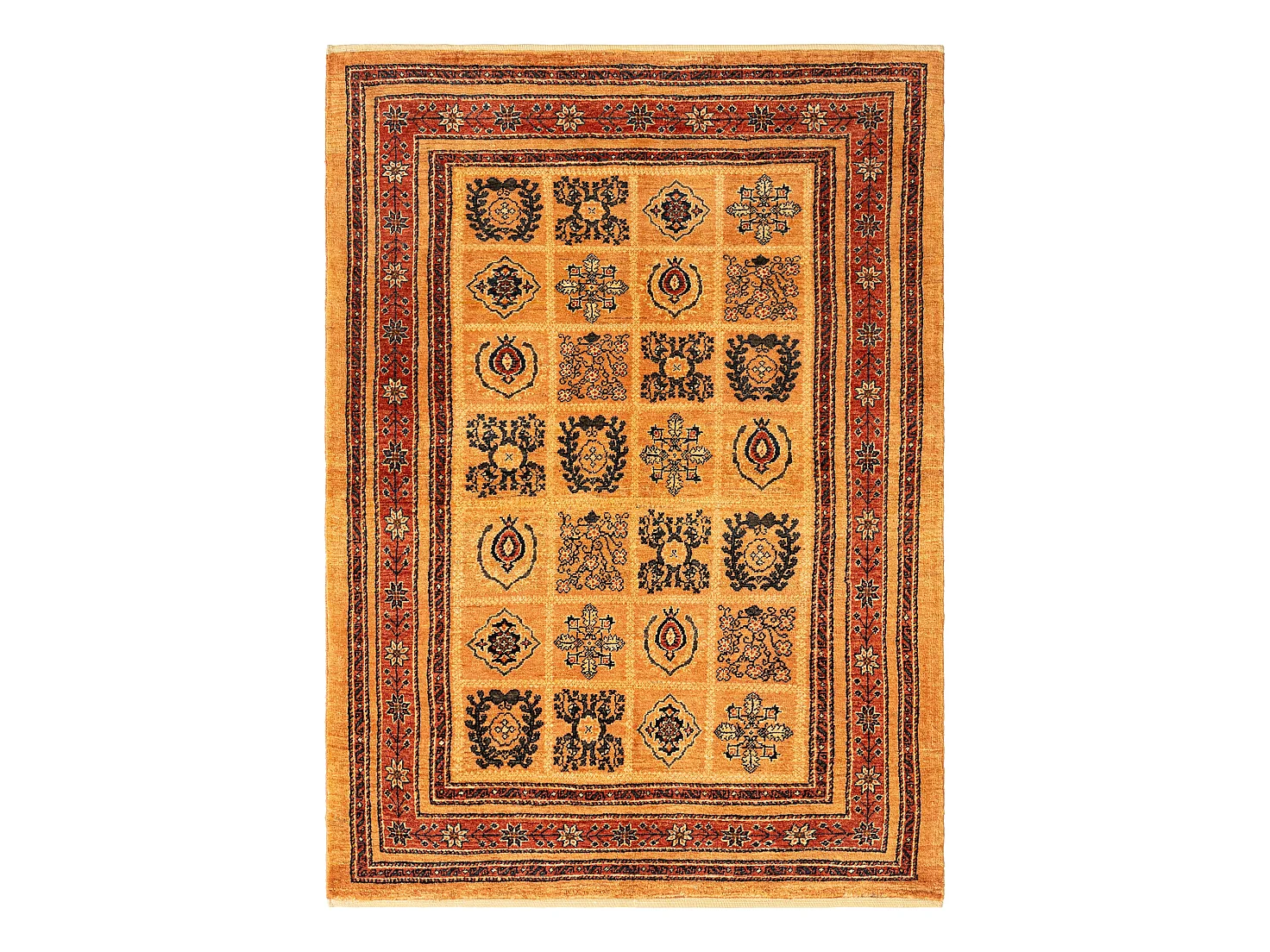 Tapis de laine 108x150 orange Kashkuli