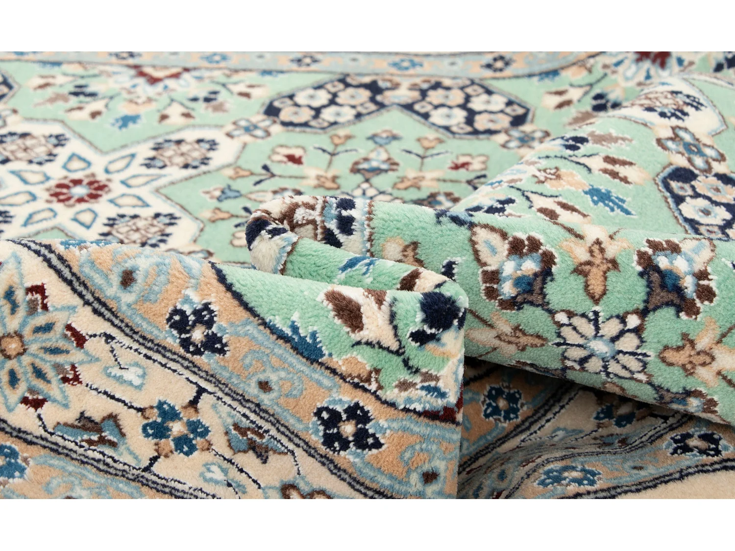 Tapis de laine 96x130 turquoise Nain