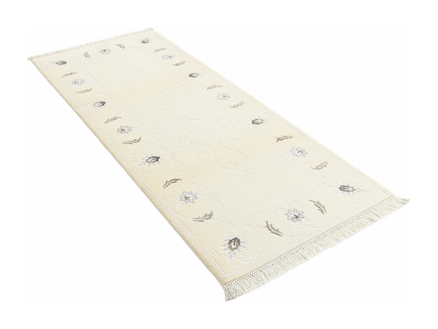 Läufer-Wollteppich 84x203 Beige Darya