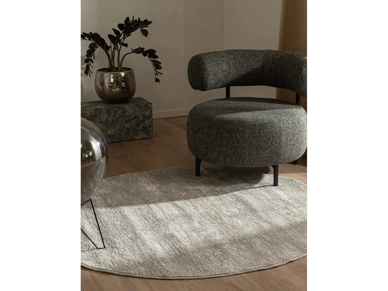 Tapis 125x125 gris Davos Deep
