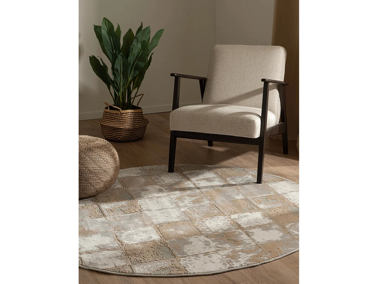 Tapis 125x125 beige Davos Cube