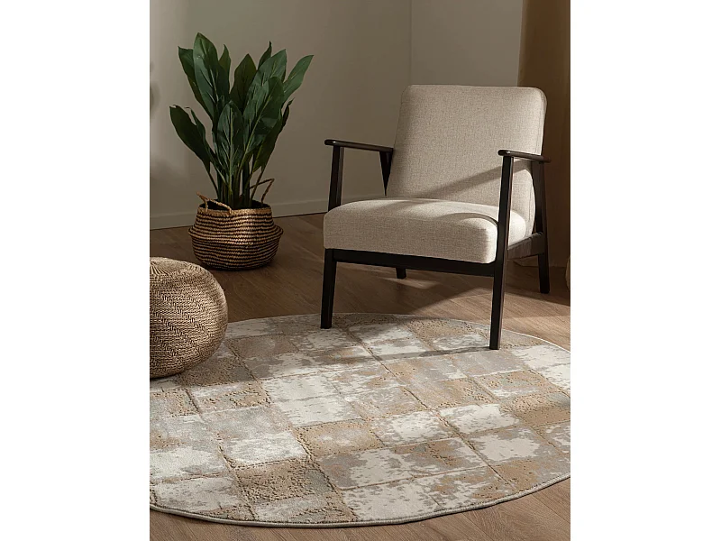 Tapis 125x125 beige Davos Cube