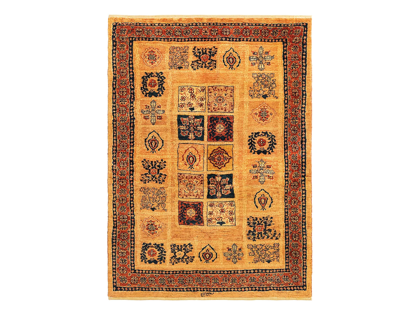 Tapis de laine 108x149 orange Kashkuli