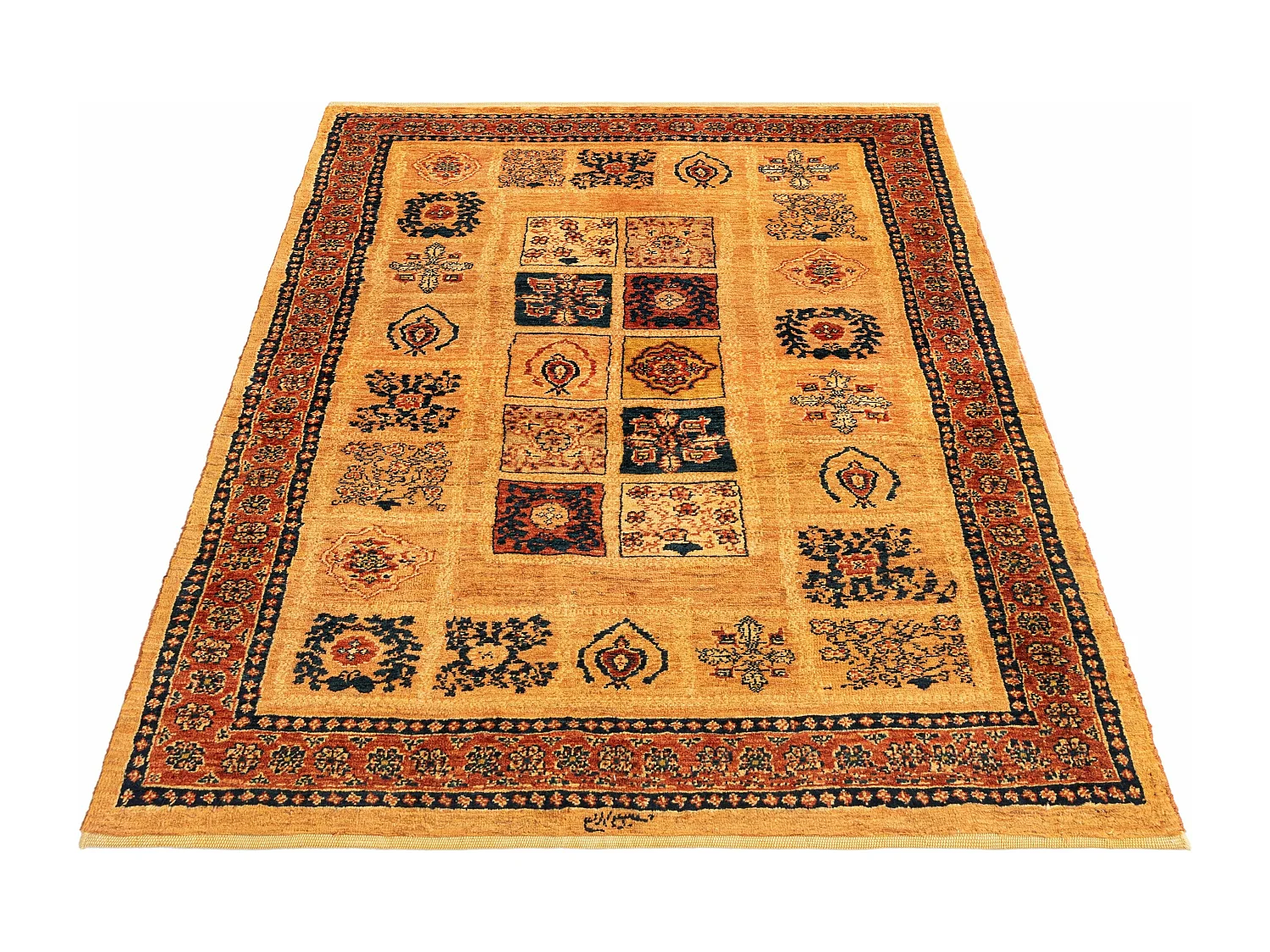 Tapis de laine 108x149 orange Kashkuli