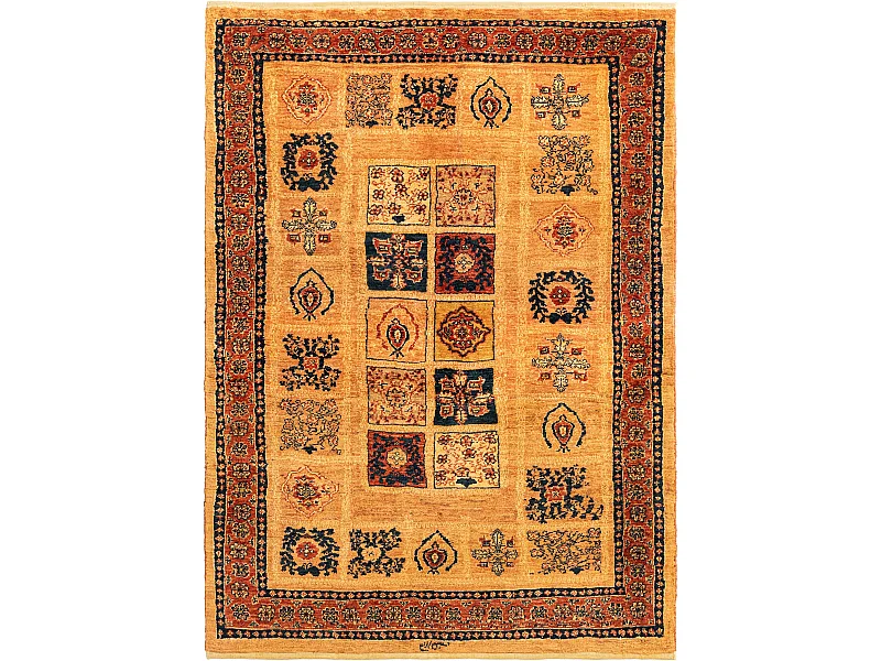 Tapis de laine 108x149 orange Kashkuli
