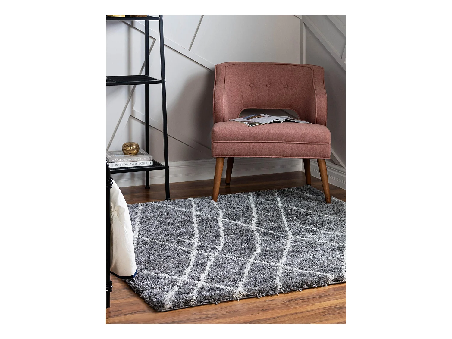 Tapis shaggy 185x185 gris pierre Lachen Fence