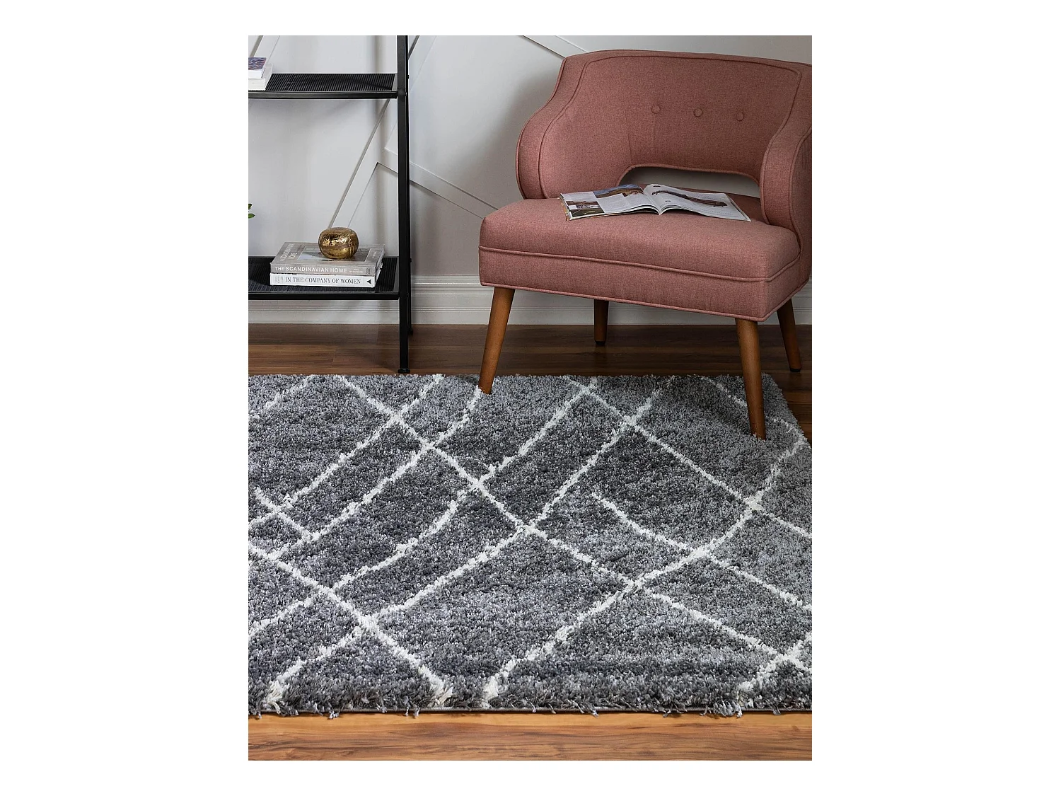 Hoogpolig tapijt 185x185 SteenGrijs Lachen Fence