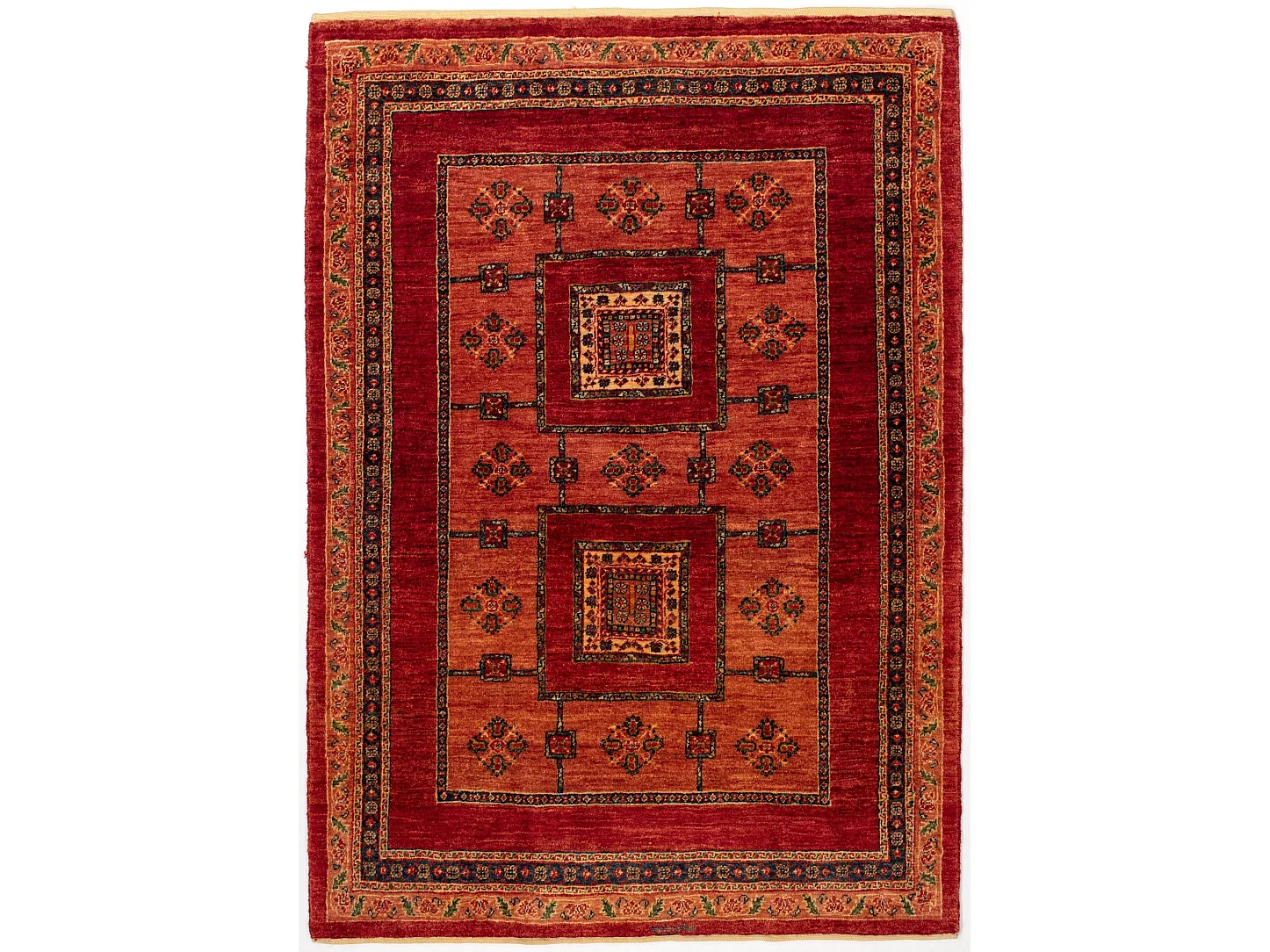 Tapis de laine 111x159 orange Kashkuli