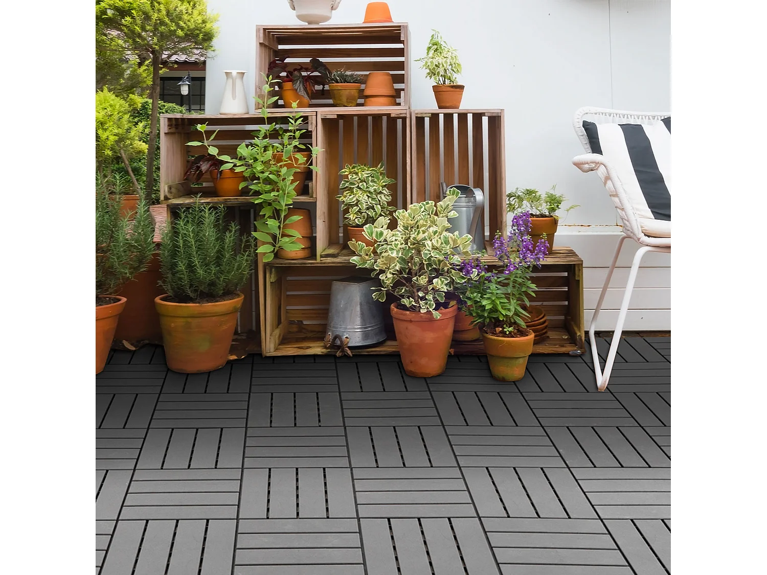 Baldosas cuadradas negro 30x30x2 cm Outsunny