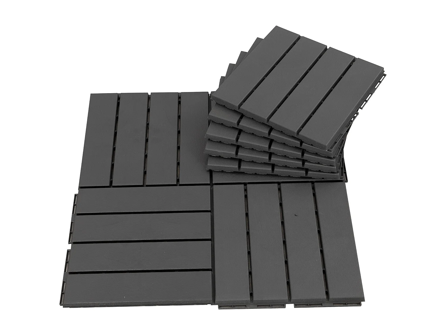 Baldosas cuadradas negro 30x30x2 cm Outsunny