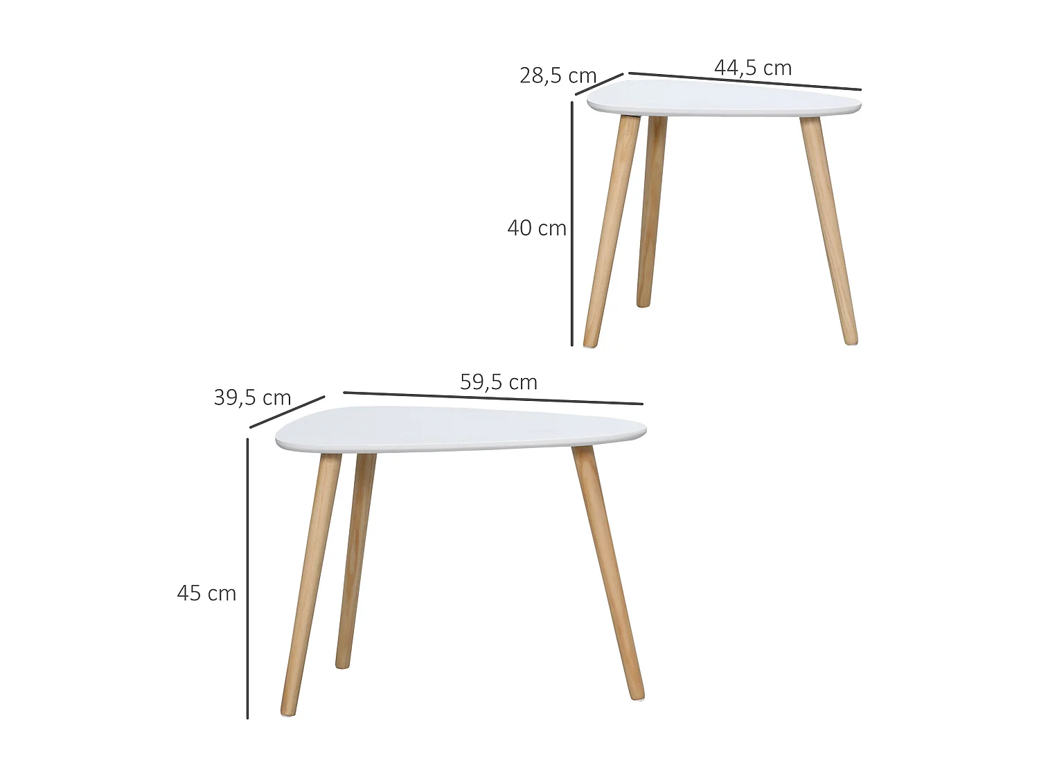 Mesas auxiliares blanco 59.5x39.5x45 cm HOMCOM