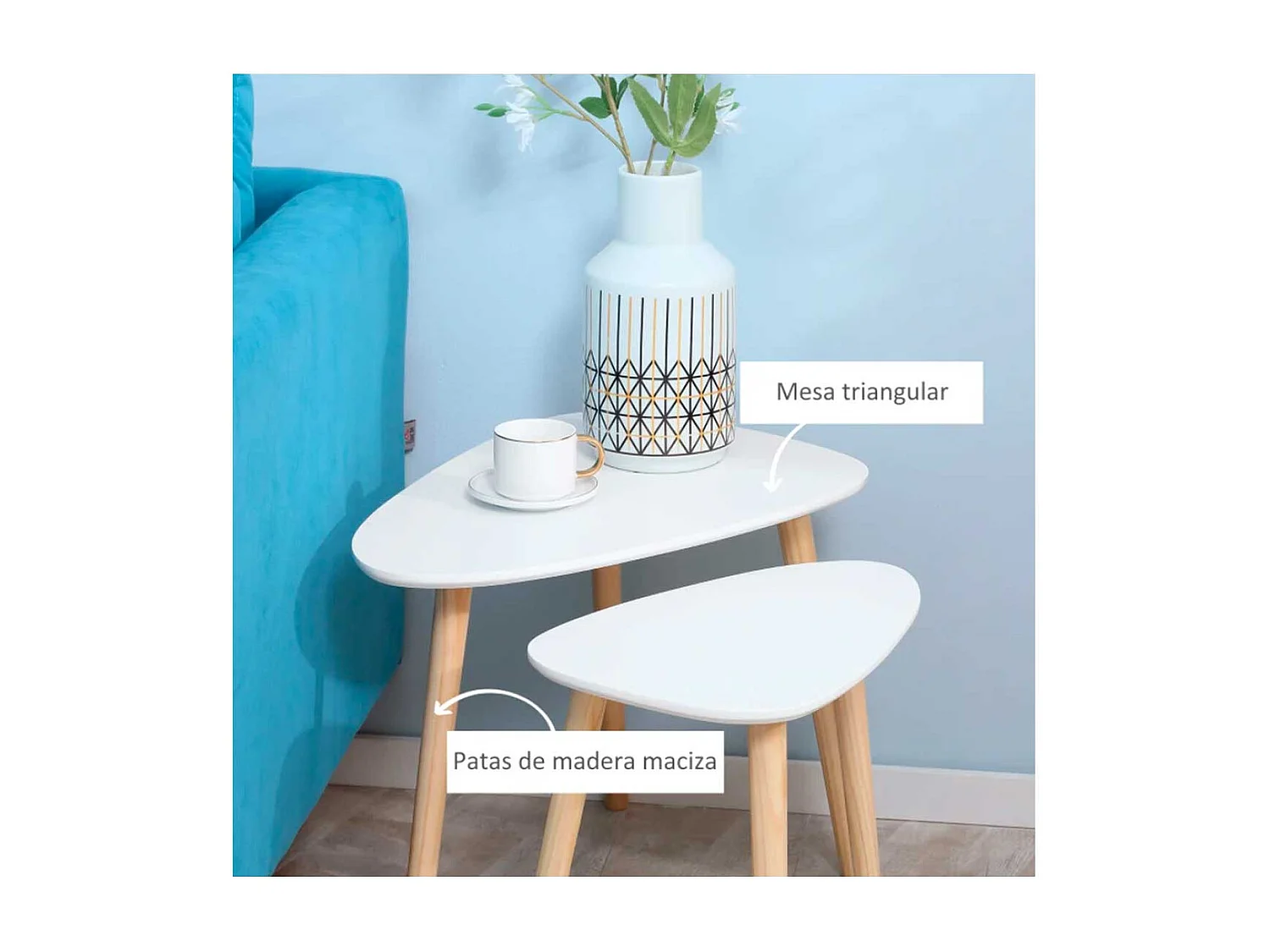 Mesas auxiliares blanco 59.5x39.5x45 cm HOMCOM