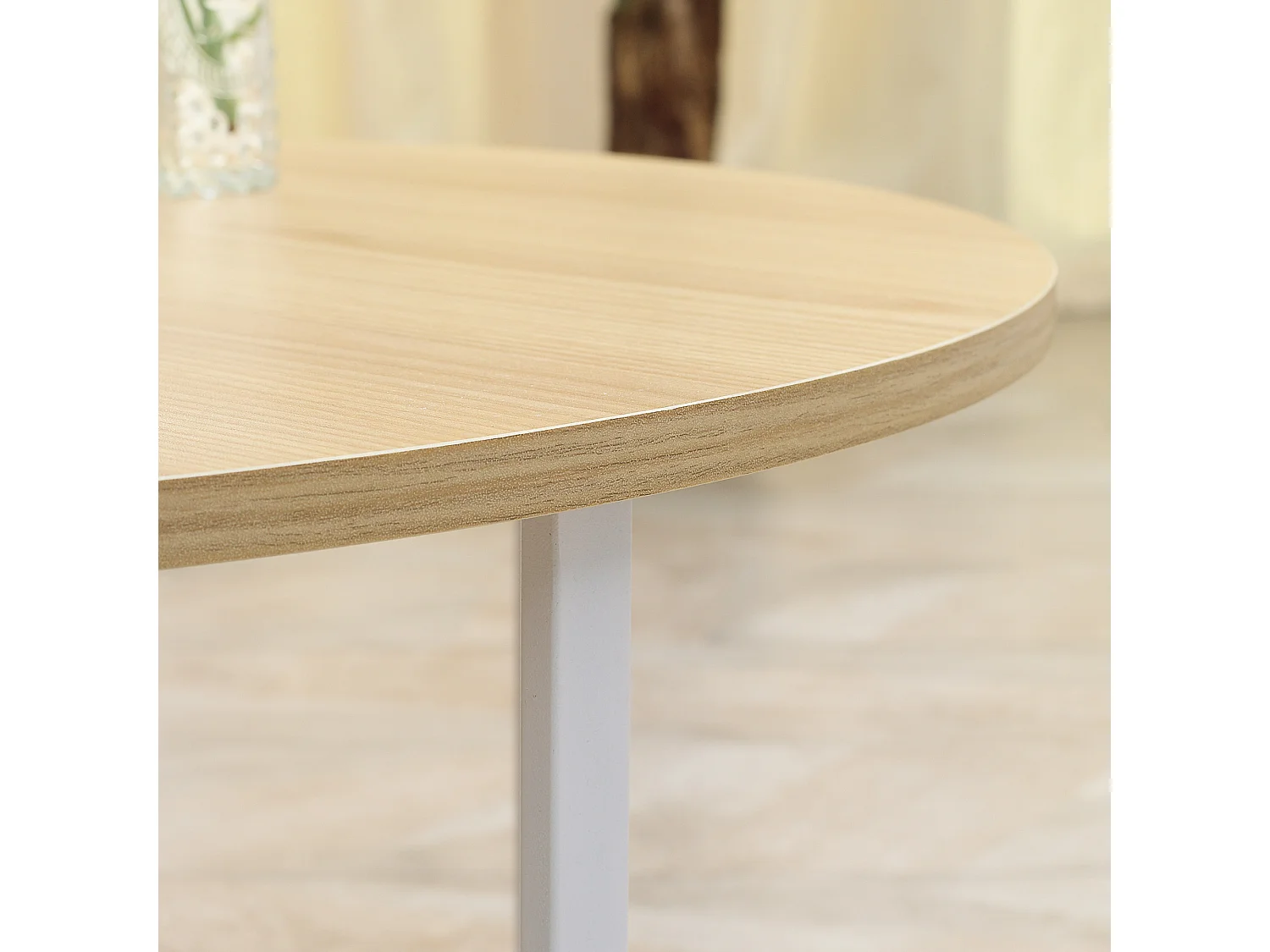 Mesitas de café madera natural y blanco 65x65x32 cm HOMCOM