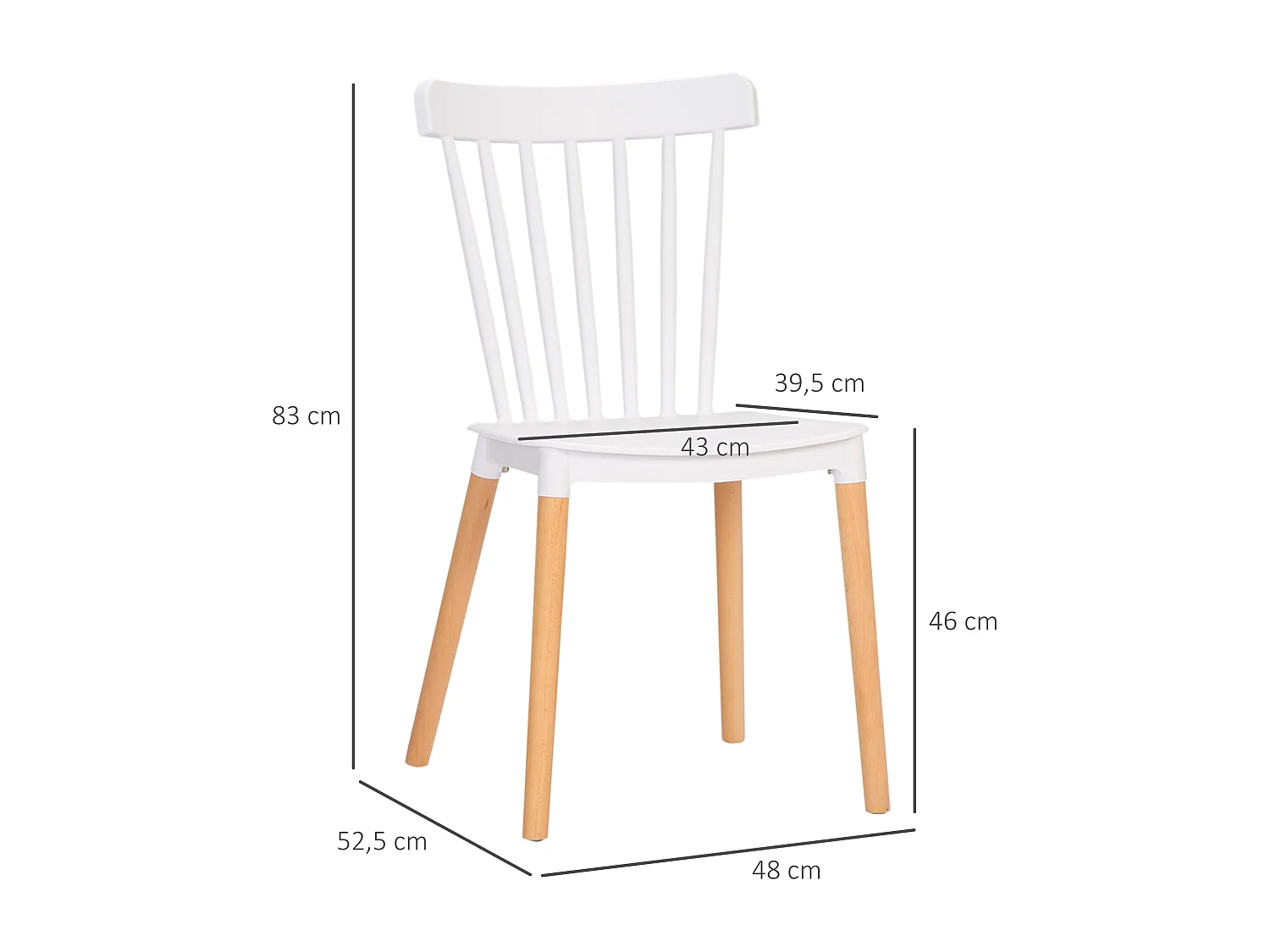 Sillas de comedor blanco 43x52.5x83 cm HOMCOM
