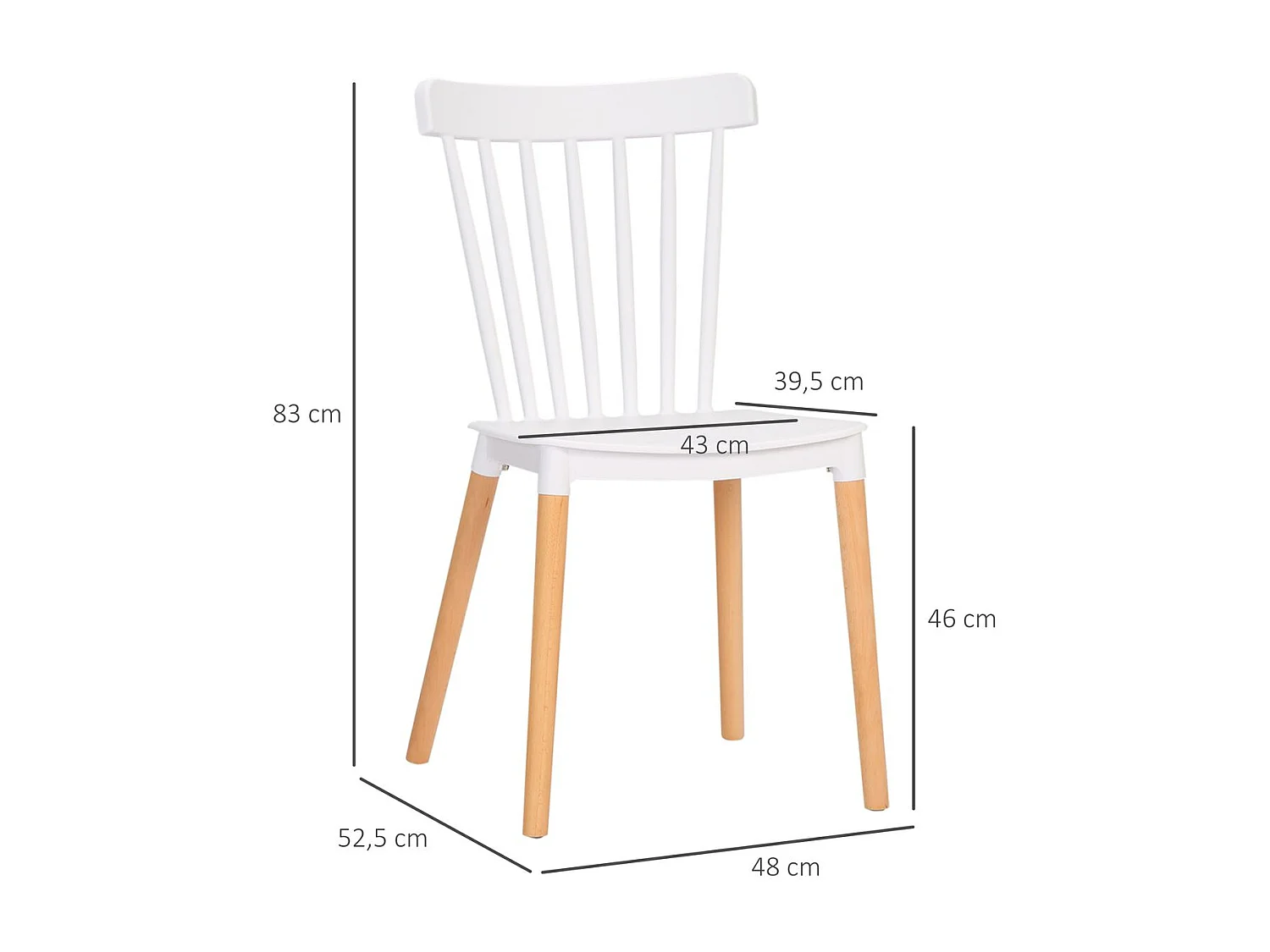 Sillas de comedor blanco 43x52.5x83 cm HOMCOM