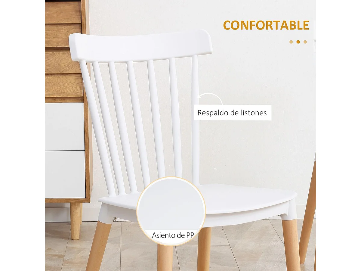 Sillas de comedor blanco 43x52.5x83 cm HOMCOM