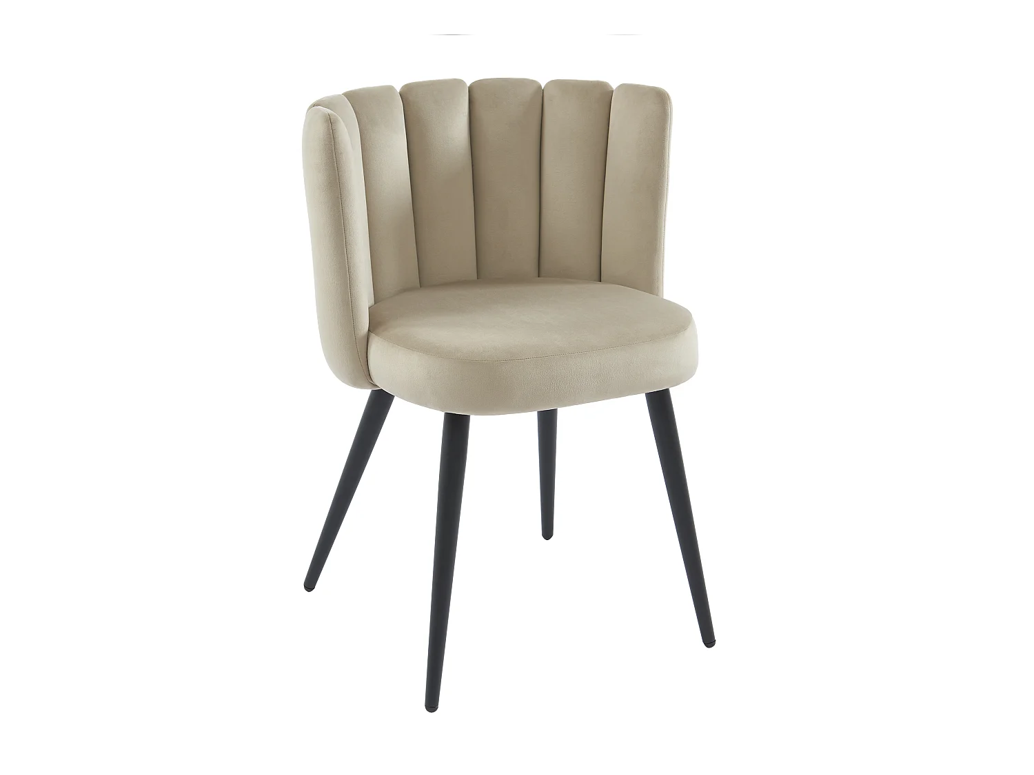 Conjunto de 6 cadeiras em veludo e metal preto, cor bege - PRANILA de Pascal Morabito
