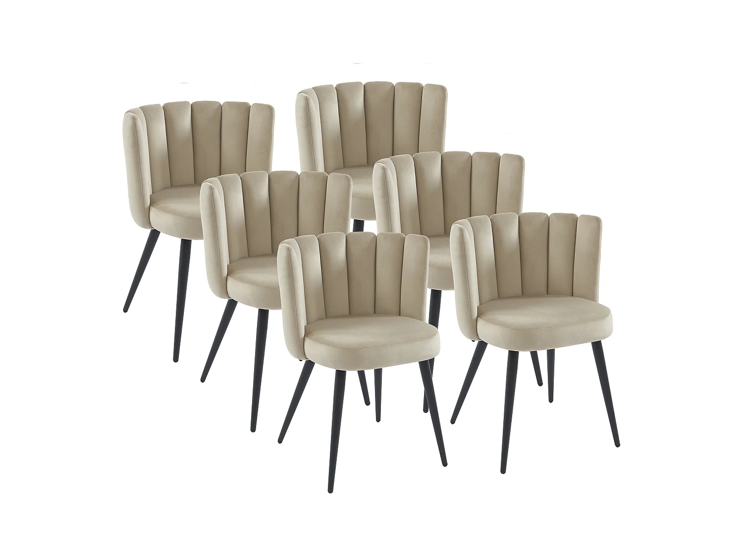 Lot de 6 chaises en velours et métal noir - Beige - PRANILA de Pascal MORABITO