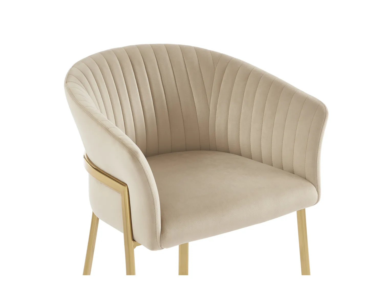 Set van 6 stoelen met armleuningen van velours en goudkleurig metaal - Beige - ZAOVA - van Pascal Morabito