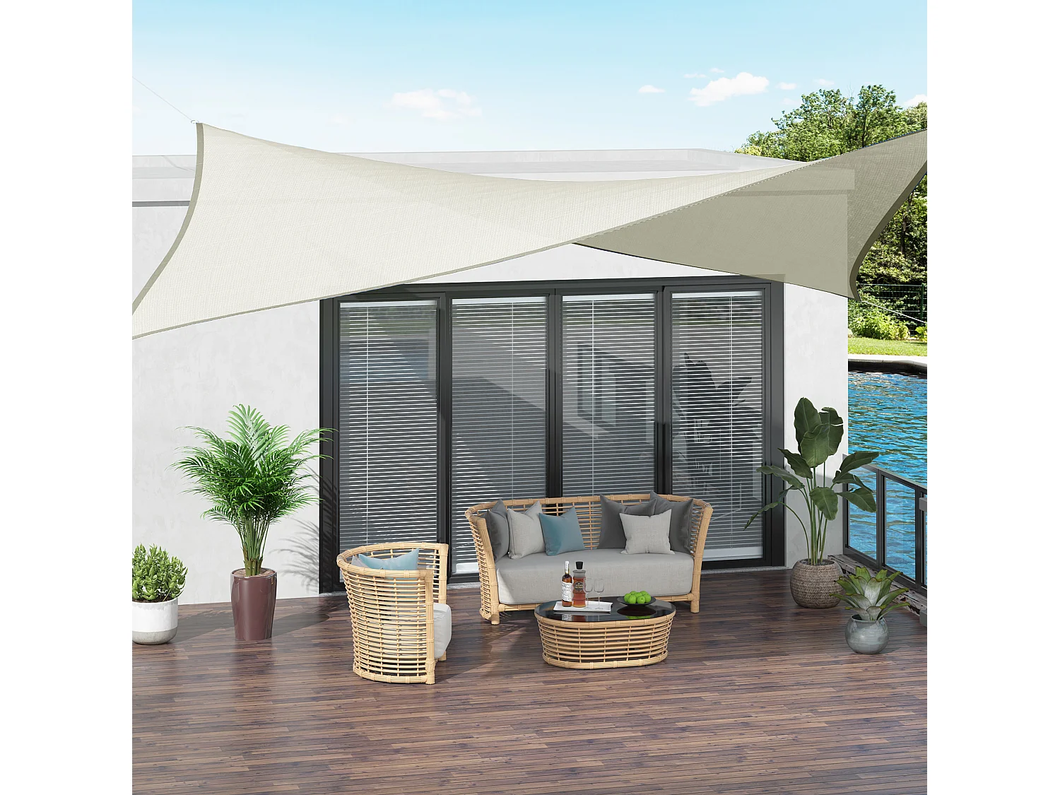 Toldo de vela rectangular beige 300x300 cm Outsunny