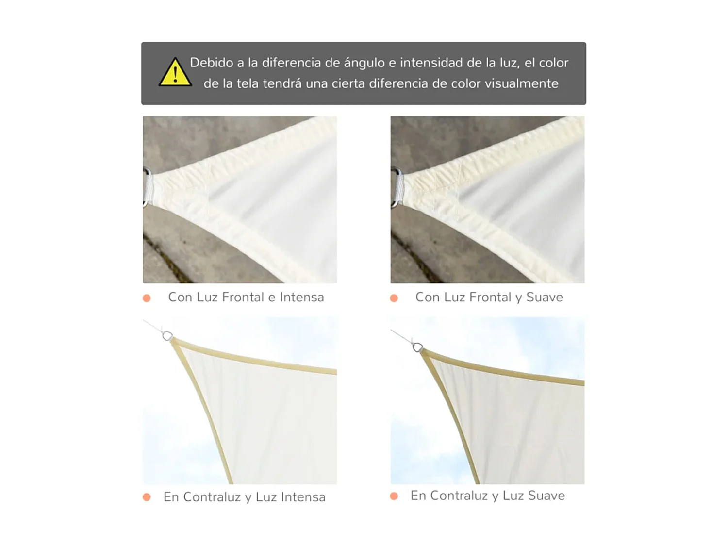 Toldo de vela rectangular beige 300x300 cm Outsunny