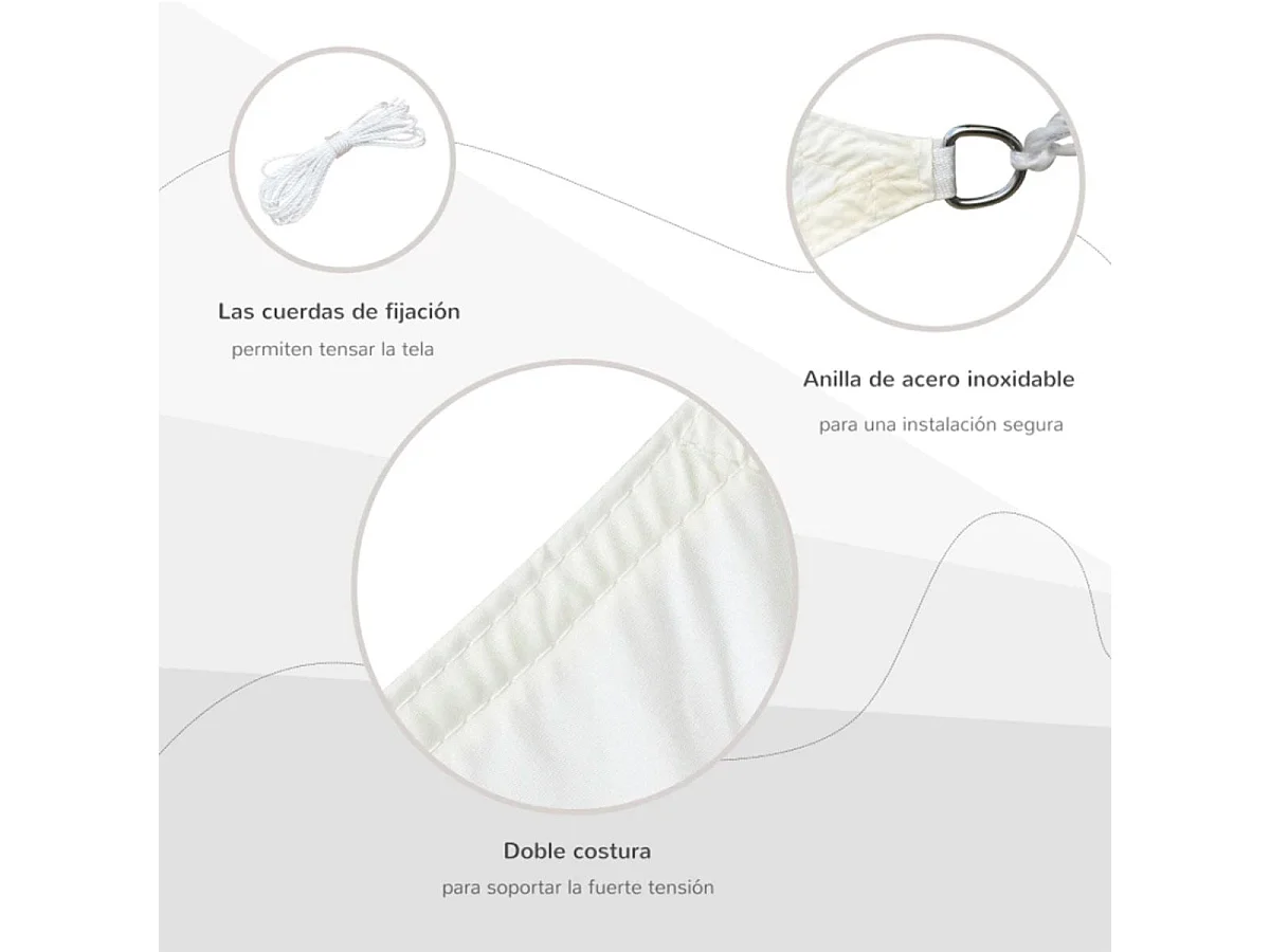 Toldo de vela rectangular beige 300x300 cm Outsunny