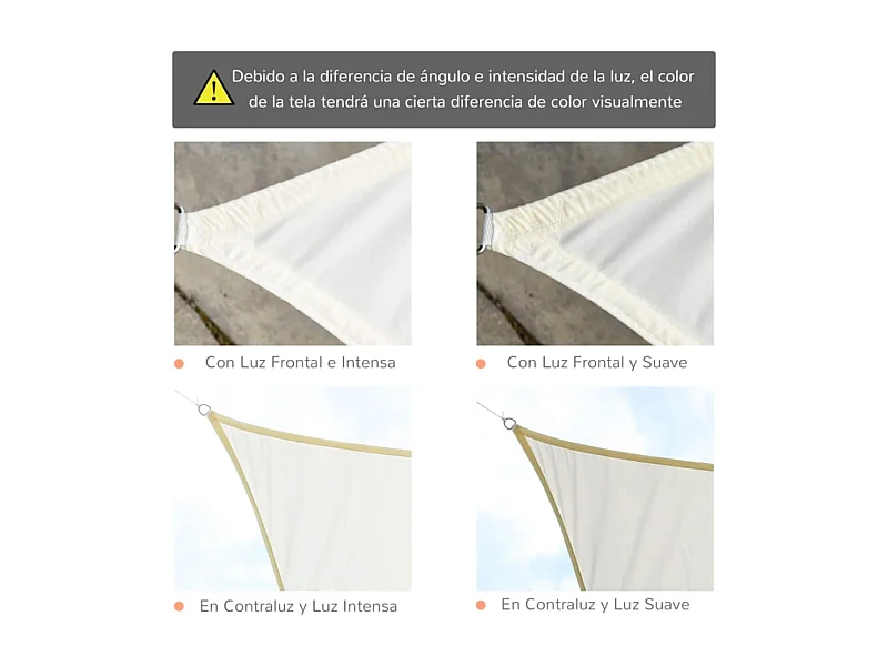 Toldo de vela rectangular beige 300x300 cm Outsunny