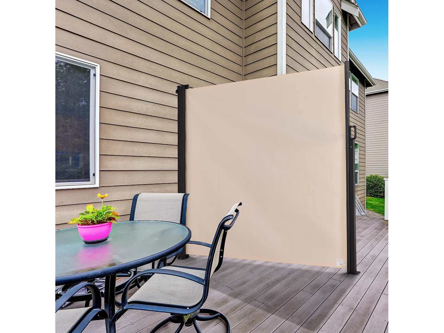 Toldo lateral beige 350x180x0.01cm Outsunny