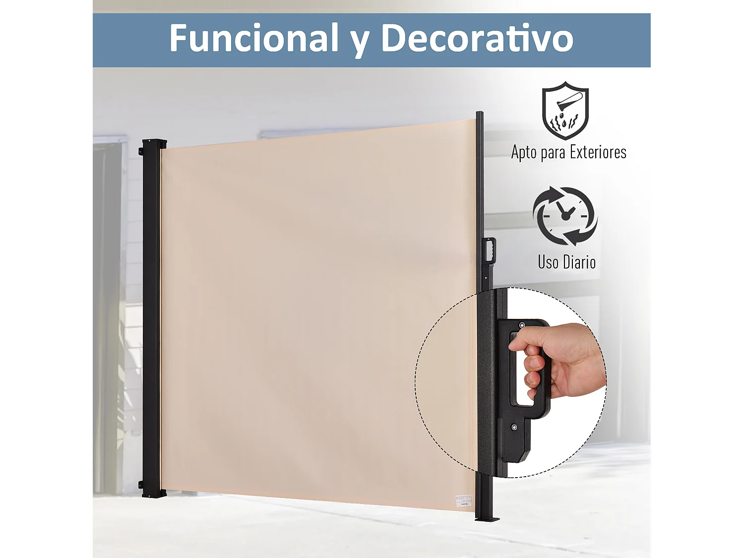 Toldo lateral beige 350x180x0.01cm Outsunny