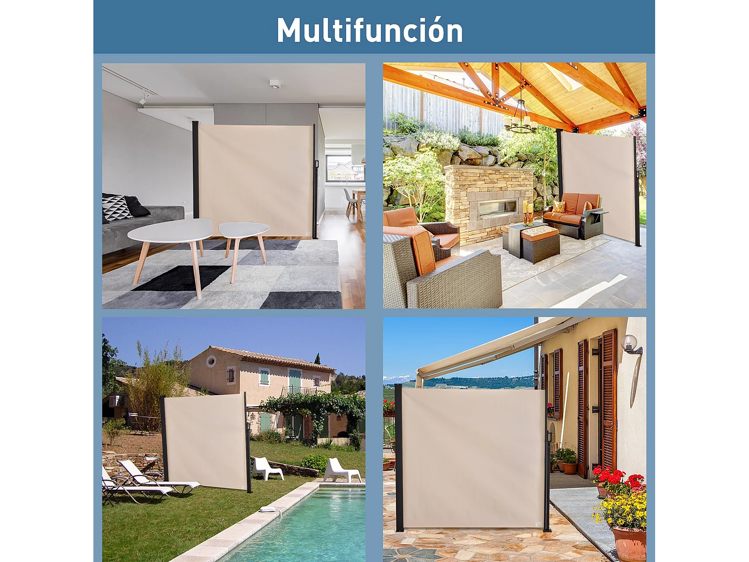 Toldo lateral beige 350x180x0.01cm Outsunny