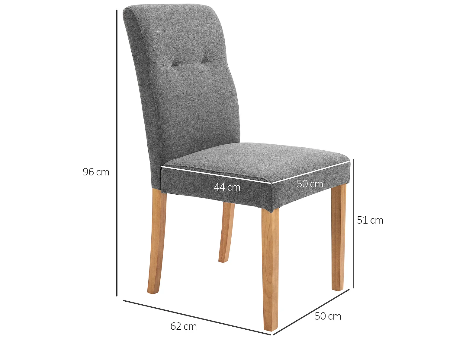 Juego de 2 sillas de comedor gris 50x62x96 cm HOMCOM