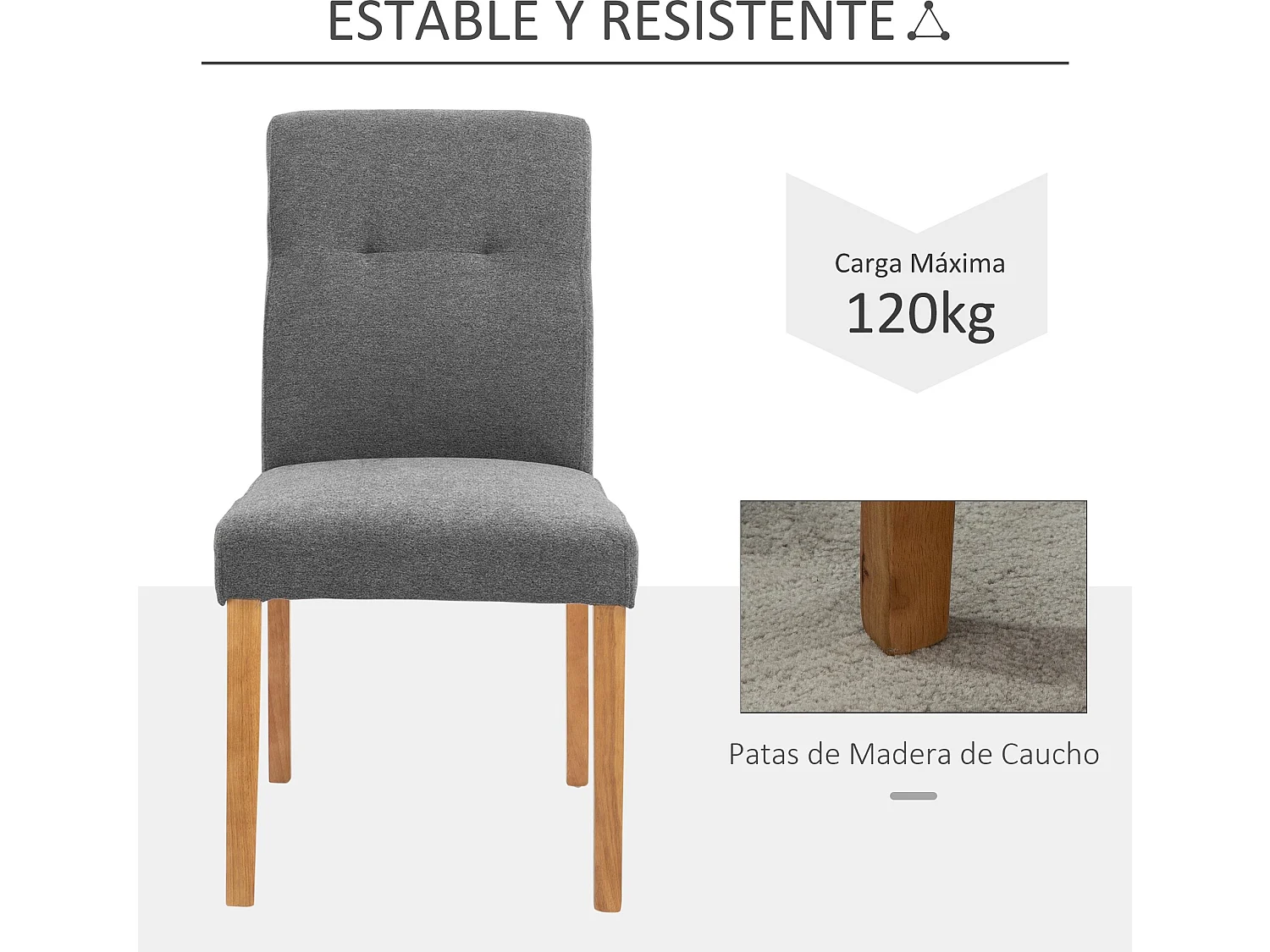 Juego de 2 sillas de comedor gris 50x62x96 cm HOMCOM