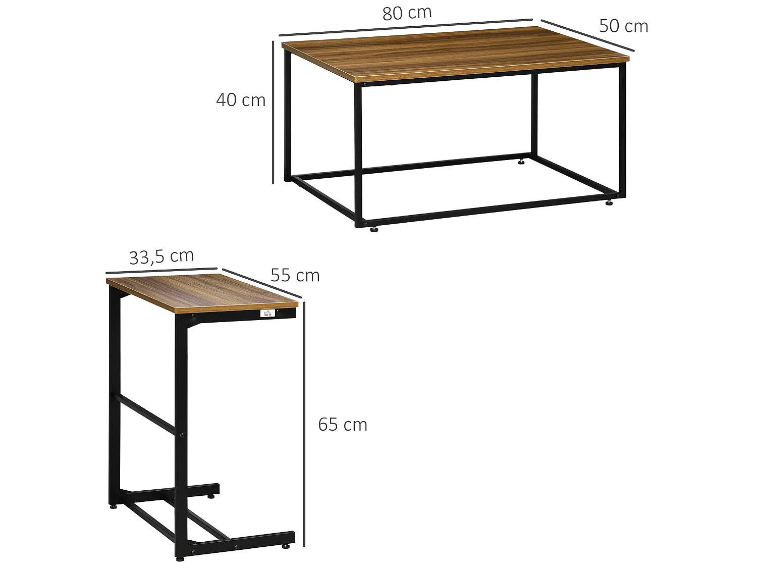 Mesas de centro nogal 55x33.5x65 cm HOMCOM