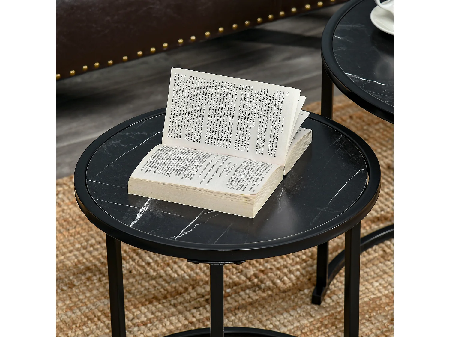 Juego de 2 mesas auxiliares negro 60x60x46 cm HOMCOM