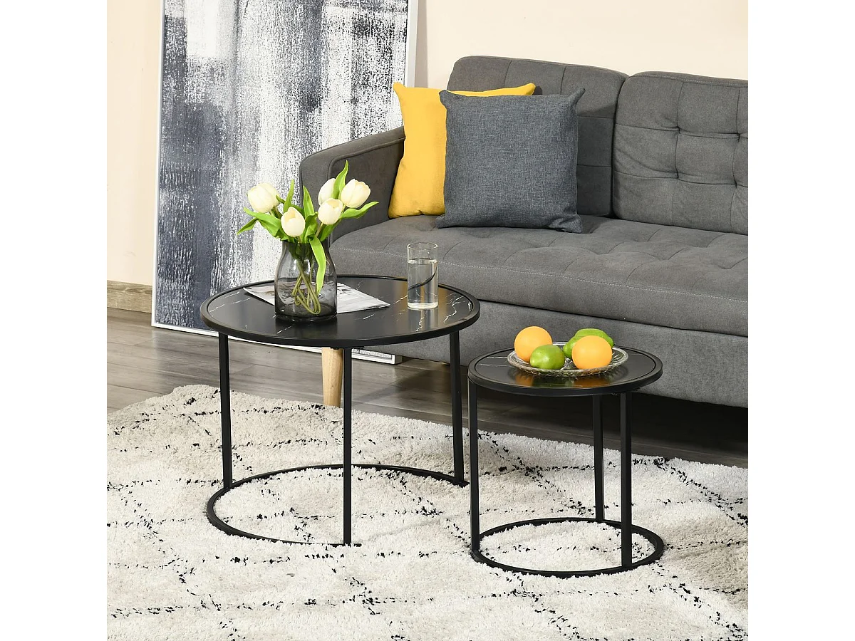 Juego de 2 mesas auxiliares negro 60x60x46 cm HOMCOM