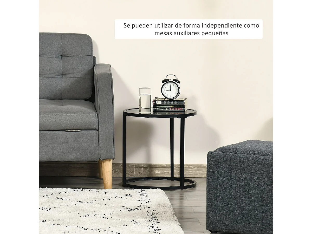Juego de 2 mesas auxiliares negro 60x60x46 cm HOMCOM