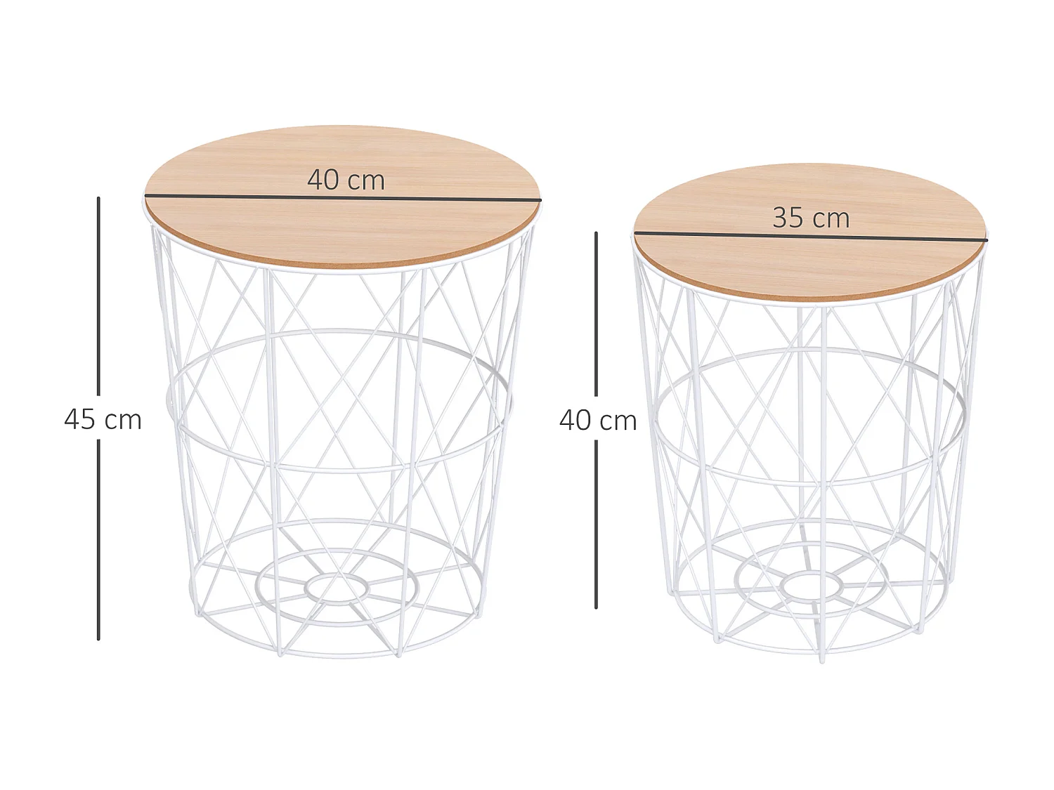 Juego de 2 mesita de café blanco ø40x45 cm HOMCOM