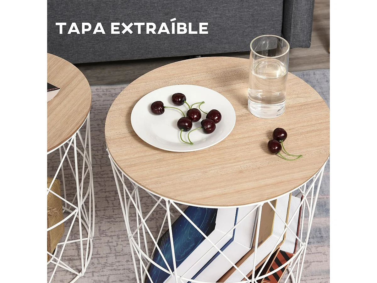 Juego de 2 mesita de café blanco ø40x45 cm HOMCOM