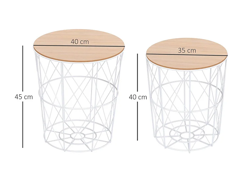 Juego de 2 mesita de café blanco ø40x45 cm HOMCOM