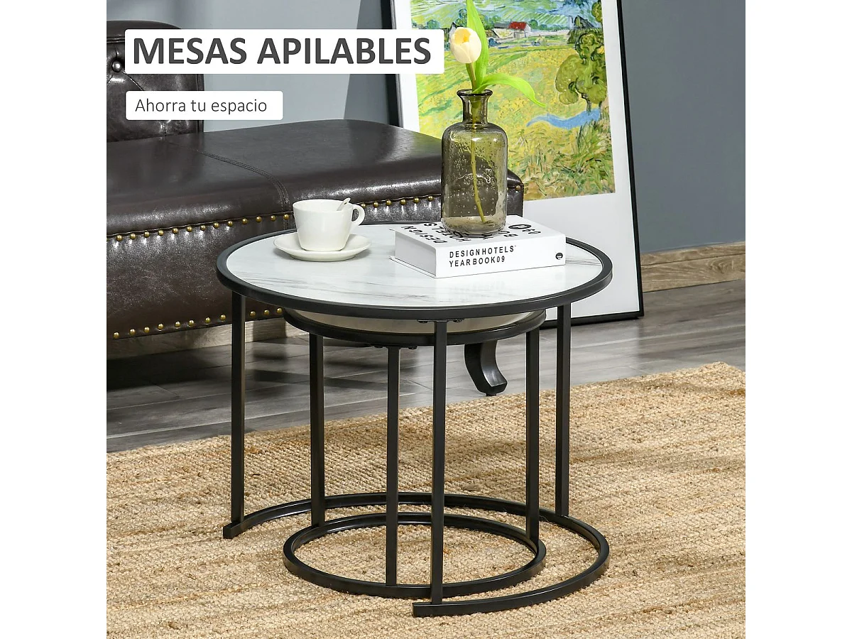 Juego de 2 mesas auxiliares blanco 60x60x46 cm HOMCOM